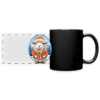 Süßes Schaf - Panorama-Tasse farbig - Schwarz - Vorne