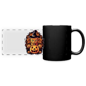 Cat Magic Halloween Design - Full Colour Panoramic Mug - black - Front