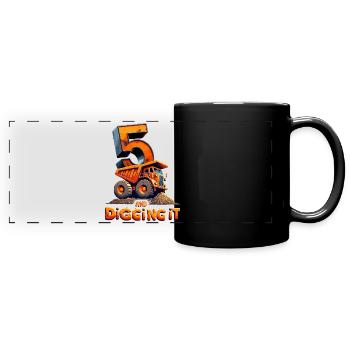 Birthday of the great five-year-old builder - Full Colour Panoramic Mug - black - Front