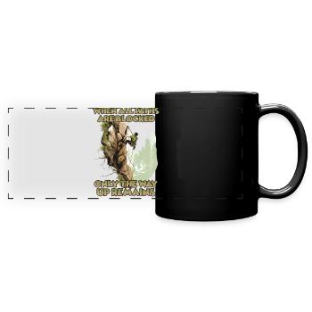 Toprope Klettern Naturerlebnis für Bergsteiger - Panorama-Tasse farbig - Schwarz - Vorne