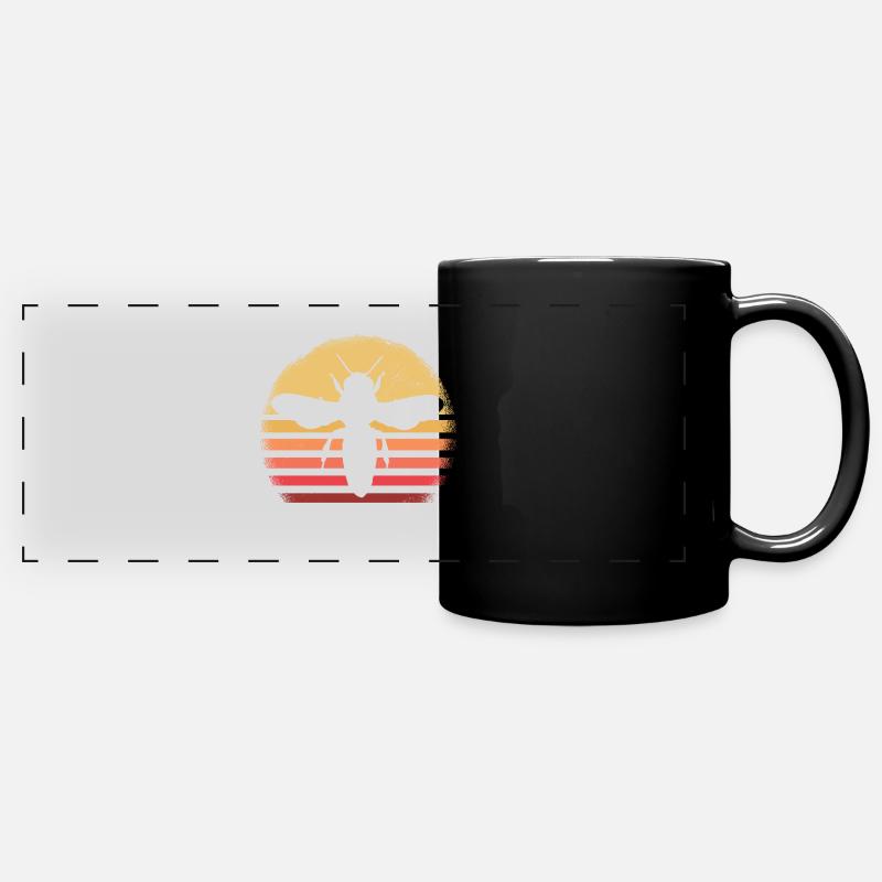 Hobby beekeeper retro sunset design - Full Colour Panoramic Mug - black