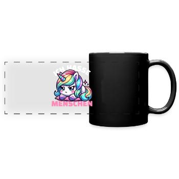 La licorne est agacée par les gens - Mug panoramique uni - noir - Devant