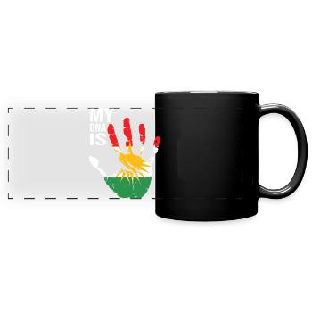 Kurdes du Kurdistan Conception à la main avec drapeau - Mug panoramique uni - noir - Devant
