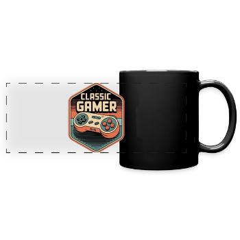 Badge de manette rétro Classic Gamer - Mug panoramique uni - noir - Devant