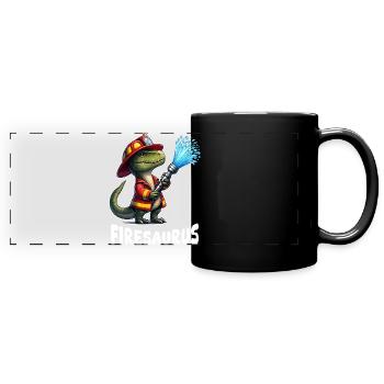 Firesaurus Feuerwehrmann Maskottchen - Panorama-Tasse farbig - Schwarz - Vorne