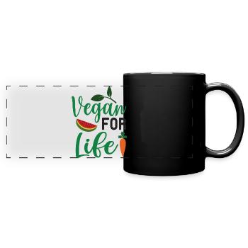 Vegan For Life - Full Colour Panoramic Mug - black - Front