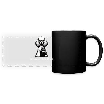 Sprich mit der Pfote Pudel Pudelbesitzer Pudelhund - Panorama-Tasse farbig - Schwarz - Vorne