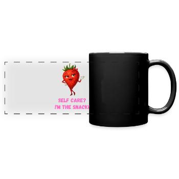 Selfcare - Erdbeere - Panorama-Tasse farbig - Schwarz - Vorne