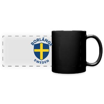 Borlänge-Schild: Schwedisches Flaggendesign - Panorama-Tasse farbig - Schwarz - Vorne