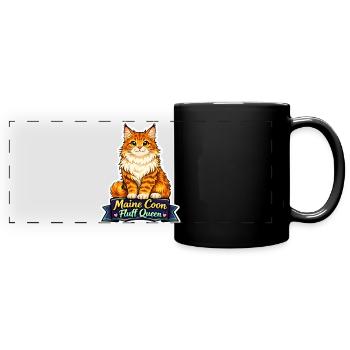 Maine Coon Fluff Queen Katze Design - Panorama-Tasse farbig - Schwarz - Vorne