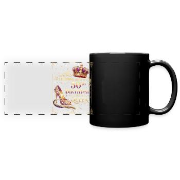 Entrer dans mes 50 ans et 50 ans - Mug panoramique uni - noir - Devant