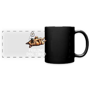 Fatigué par le chien Berger Belge Malinois - Mug panoramique uni - noir - Devant