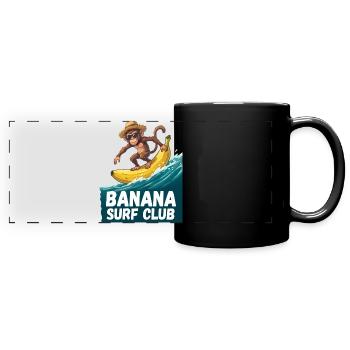 Singe du club de surf bananier - Mug panoramique uni - noir - Devant
