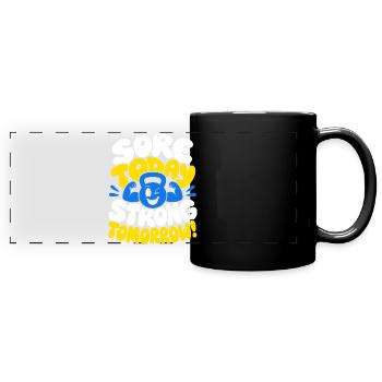 Sore Today Strong Tomorrow Kettlebell Fitness - Panorama-Tasse farbig - Schwarz - Vorne