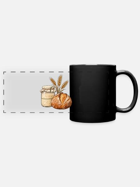 Sauerteigbrot – Gefäß, Laib und Kolben - Panorama-Tasse farbig - Schwarz