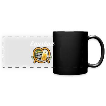 Lausbua Lederhosen - Panorama-Tasse farbig - Schwarz - Vorne