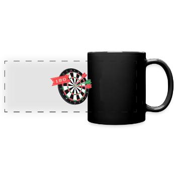 Dart Sport | Double Out 180 Dartliga Bullseye 501 - Panorama-Tasse farbig - Schwarz - Vorne