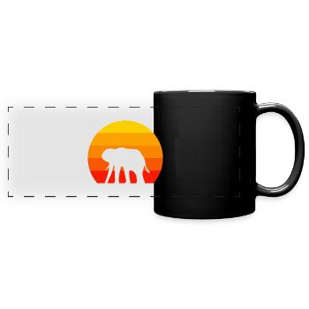 Retro Elefant - Panorama-Tasse farbig - Schwarz - Vorne