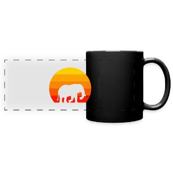 Amoureux des animaux Afrique Safari Animal Rétro Éléphant - Mug panoramique uni - noir - Devant