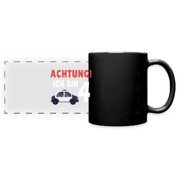 Kindergeburtstag Polizist 4 Jahre Kinder Polizei - Panorama-Tasse farbig - Schwarz - Vorne