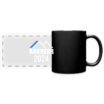 Bauherr 2024 Hausbau Neubau Baustelle Richtfest - Panorama-Tasse farbig - Schwarz - Vorne