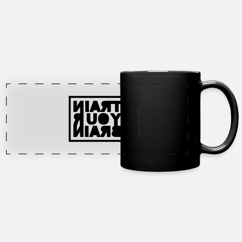 train your brain - Panorama-Tasse farbig - Schwarz