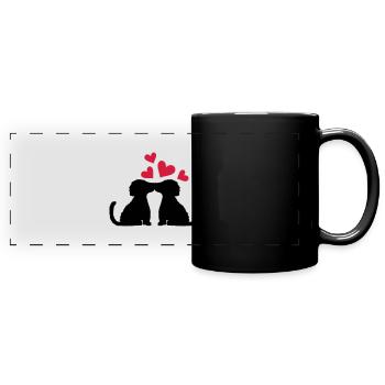 Couple kissing dogs in love - Full Colour Panoramic Mug - black - Front