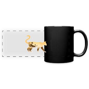 Serval Katze - Panorama-Tasse farbig - Schwarz - Vorne