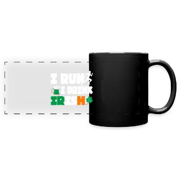 Je cours. Je bois. Irlandais. - Mug panoramique uni - noir - Devant