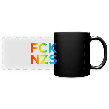 Fck NZS Regenbogen - Panorama-Tasse farbig - Schwarz - Vorne