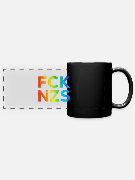 Fck NZS Regenbogen - Panorama-Tasse farbig - Schwarz
