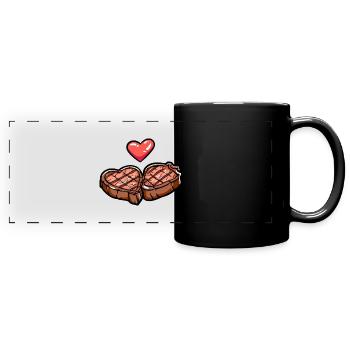 Steak Meat Giillen Couple Love Heart - Full Colour Panoramic Mug - black - Front