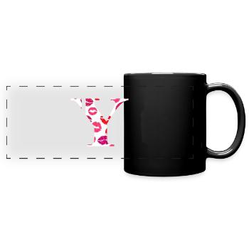 Lettre y bisous - Mug panoramique uni - noir - Devant