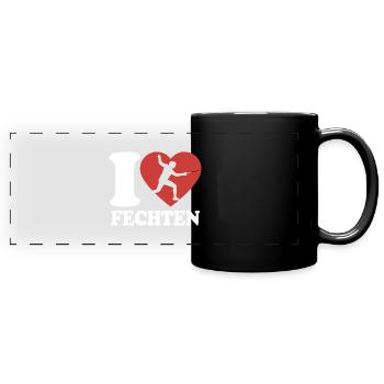 I Love Fechten - Herz - Sport - Panorama-Tasse farbig - Schwarz - Vorne