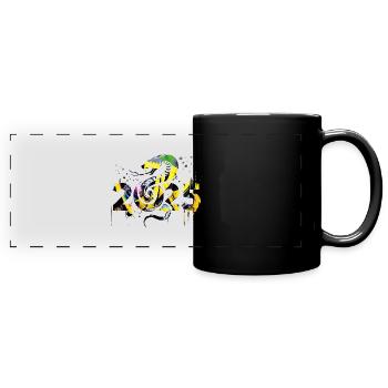 Fantasy Drache Anime Drachenkopf Mythos Reptilienschlange - Panorama-Tasse farbig - Schwarz - Vorne