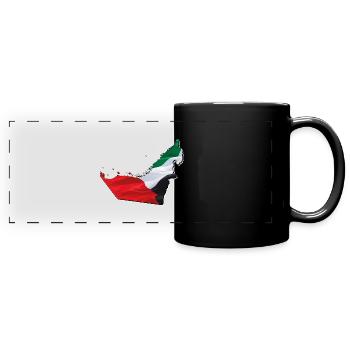 (Émirats arabes unis) Drapeau des Émirats sur la carte des Émirats - Mug panoramique uni - noir - Devant
