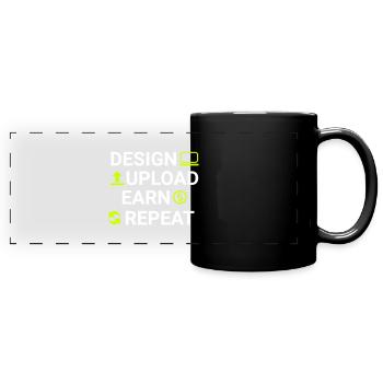 design upload earn repeat - Panorama-Tasse farbig - Schwarz - Vorne
