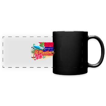 St. Maarten Retro Karibik Vintage Insel Souvenir - Panorama-Tasse farbig - Schwarz - Vorne