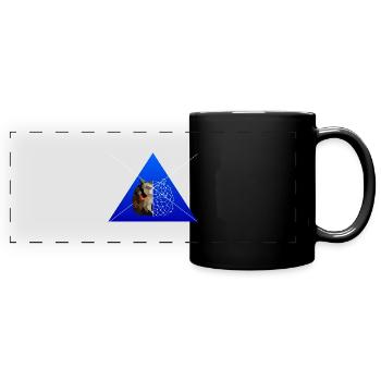 Eule - Panorama-Tasse farbig - Schwarz - Vorne