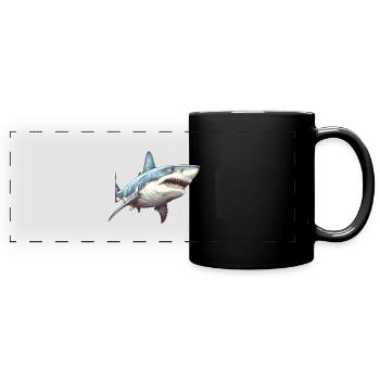 Weißer Hai - Panorama-Tasse farbig - Schwarz - Vorne