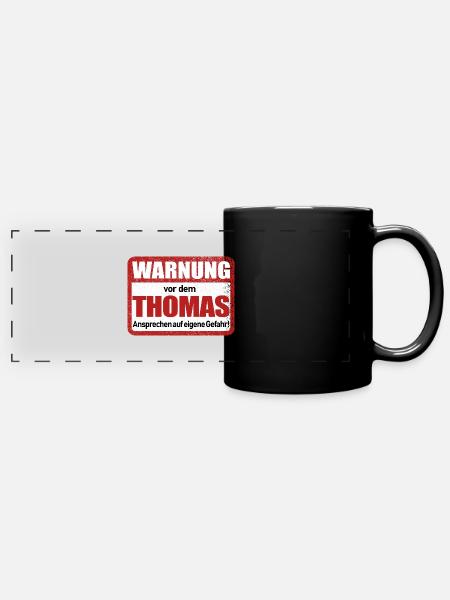 Thomas Name Lustiges Warnschild - Panorama-Tasse farbig - Schwarz