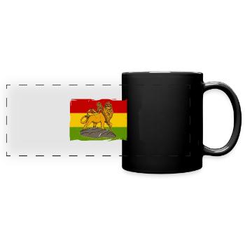 Reggae Afrika Löwe von Juda Judah Rastafari Rasta - Panorama-Tasse farbig - Schwarz - Vorne