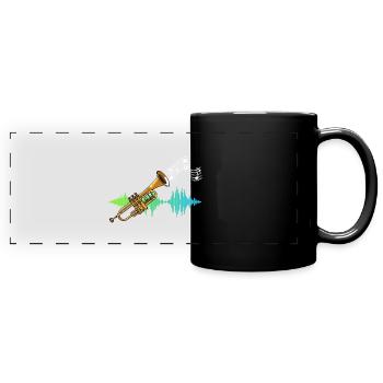 Musik Noten Trompeter Geschenk Soundwave Trompete - Panorama-Tasse farbig - Schwarz - Vorne