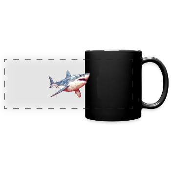 Great white shark vintage - Full Colour Panoramic Mug - black - Front