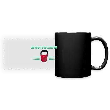 Kettlebell Bodybuilder Muskel Gym Sportler - Panorama-Tasse farbig - Schwarz - Vorne