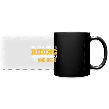 Motorcycling and drinking beer - Full Colour Panoramic Mug - black - Front