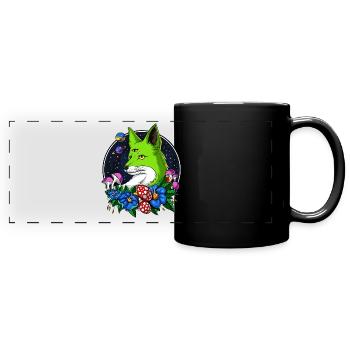 Fox Alien Space UFO troisième animal - Mug panoramique uni - noir - Devant