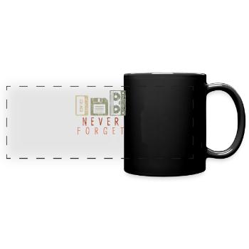 Never Forget Kassette Diskette VHS Videokassette - Panorama-Tasse farbig - Schwarz - Vorne