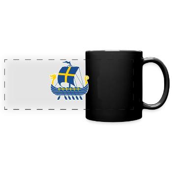 Suède Viking Ship Tshirt Navire Viking - Mug panoramique uni - noir - Devant