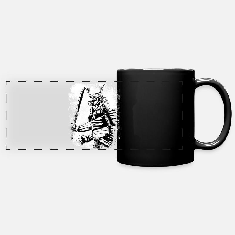 Retro samurai warrior shirt 7 virtues japan - Full Colour Panoramic Mug - black
